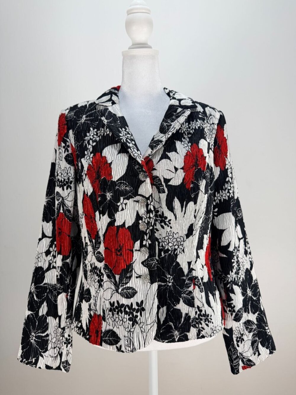 Jackie Jon Womens Floral Print Blazer Jacket Multicolor Size 6 Long Sleeve - Picture 2 of 13